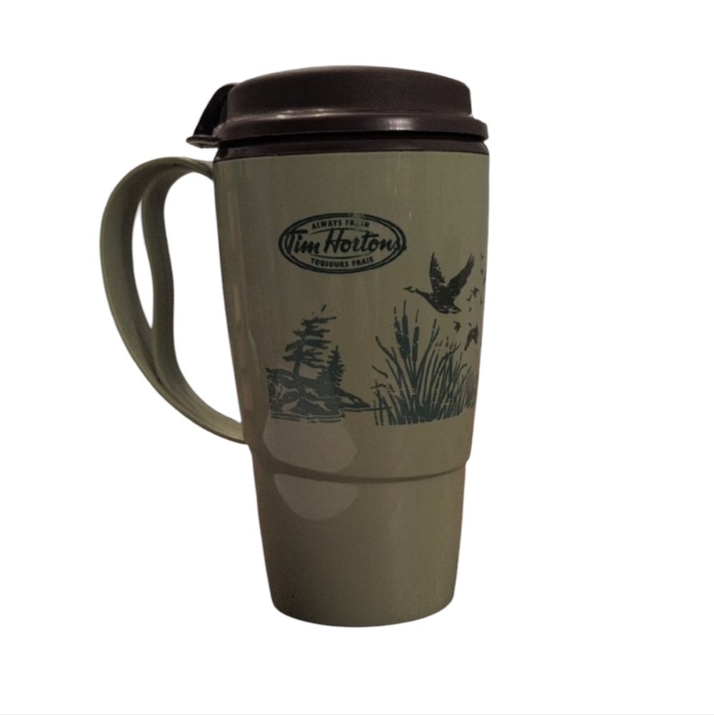 Tim Hortons Geese Green Plastic Travel Mug